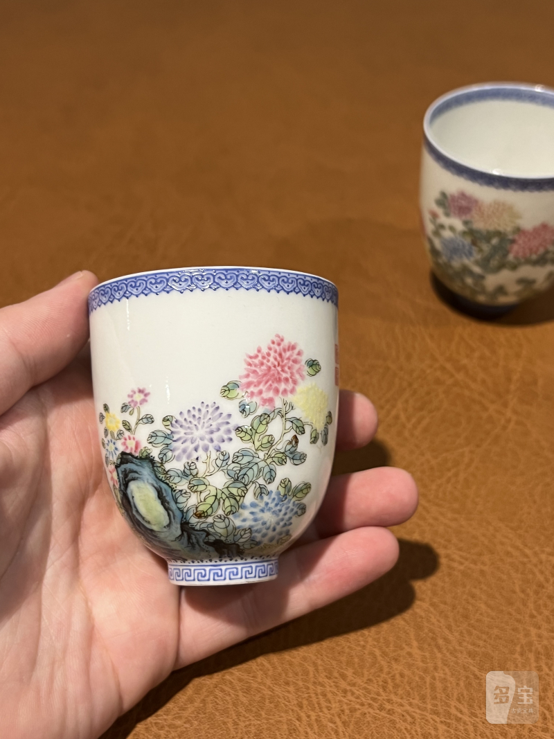 民国 珐琅彩花卉纹杯（一对） - 图9